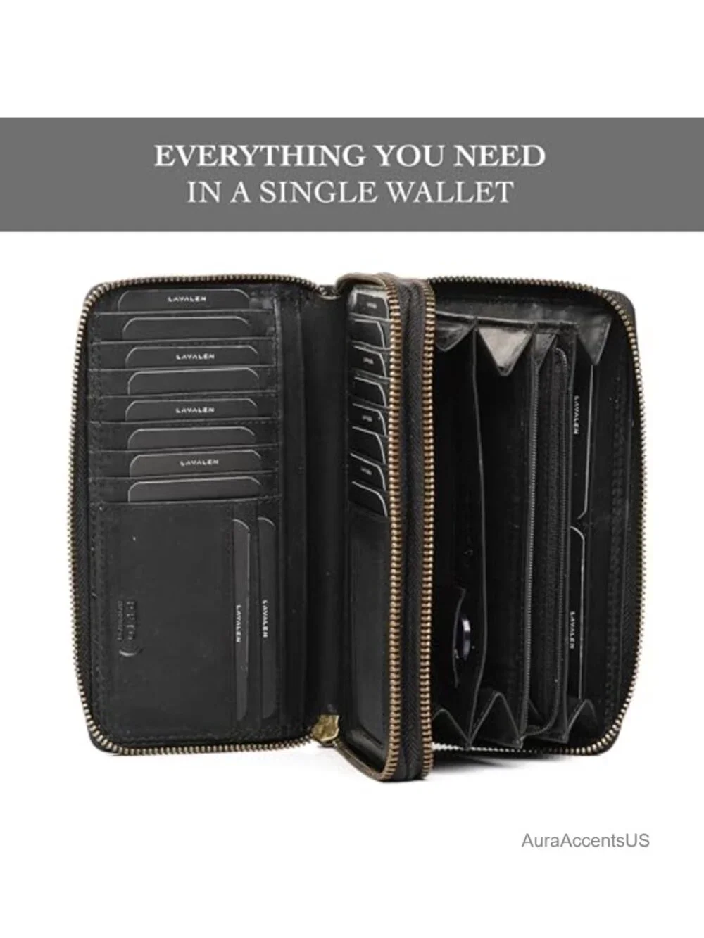 Genuine Leather RFID Blocking Bifold Wallet with Multiple Compartments